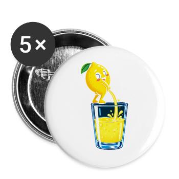 Zitronenheld Spritziges Glasbild - Buttons groß 56 mm (5er Pack) - Weiß - Vorne