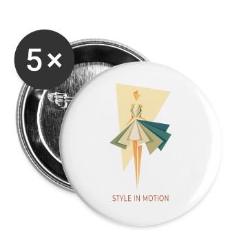 Style In Motion – Abstrakte Mode Illustration - Buttons groß 56 mm (5er Pack) - Weiß - Vorne