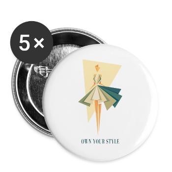 Own Your Style – Geometrische Mode Illustration - Buttons groß 56 mm (5er Pack) - Weiß - Vorne