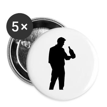 Mann mit Flasche im Profil Silhouette - Buttons groß 56 mm (5er Pack) - Weiß - Vorne