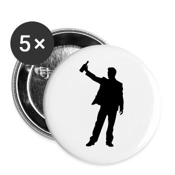 Mann beim Anstoßen Silhouette - Buttons groß 56 mm (5er Pack) - Weiß - Vorne