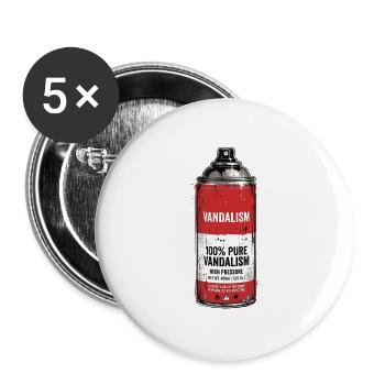 Lackspray Dose Kunst Graffiti - Buttons groß 56 mm (5er Pack) - Weiß - Vorne