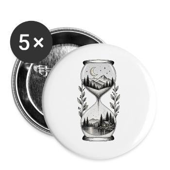 Mondnacht Sanduhrlandschaft - Buttons groß 56 mm (5er Pack) - Weiß - Vorne