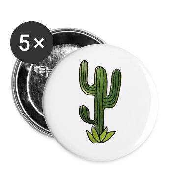 Gestreifte Kaktus-Linienzeichnung - Buttons groß 56 mm (5er Pack) - Weiß - Vorne