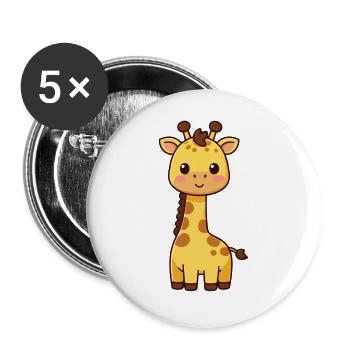 Niedliche Giraffe Kawaii Geschenk Kinder  - Buttons groß 56 mm (5er Pack) - Weiß - Vorne