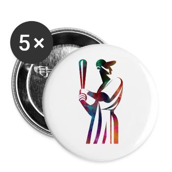 Baseballspieler wartet auf den Ball - Buttons groß 56 mm (5er Pack) - Weiß - Vorne