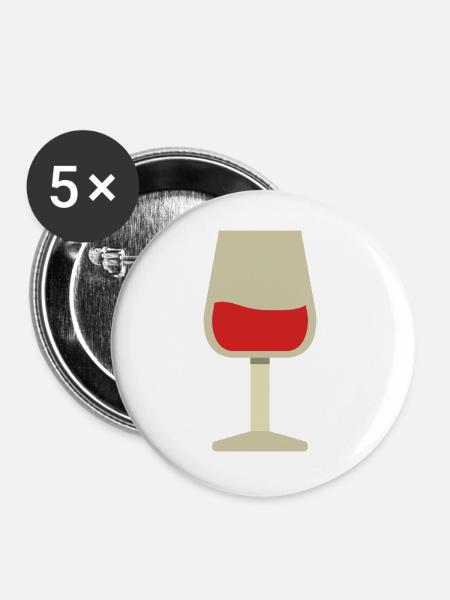 Weinglas - Buttons groß 56 mm (5er Pack) - Weiß