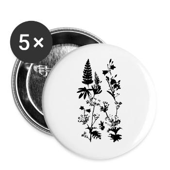 WIESENPFLANZEN - Buttons groß 56 mm (5er Pack) - Weiß - Vorne