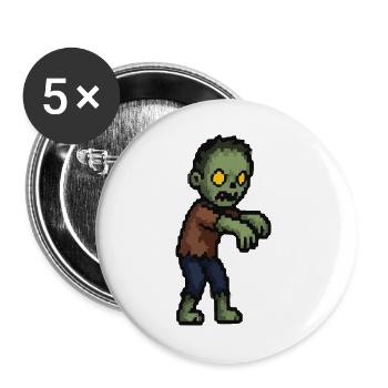 Pixelzombie mit Gelben Augen - Buttons groß 56 mm (5er Pack) - Weiß - Vorne