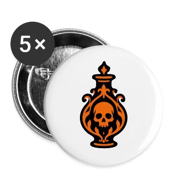 Totenkopf Giftflasche Grafik - Buttons groß 56 mm (5er Pack) - Weiß - Vorne