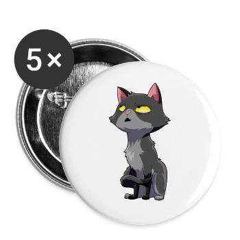 Katze Augenrollen Humor - Buttons groß 56 mm (5er Pack) - Weiß - Vorne