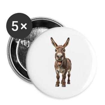 Esel - Buttons groß 56 mm (5er Pack) - Weiß - Vorne