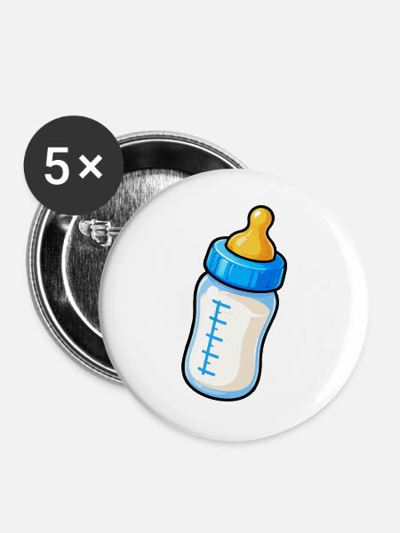 Bunte Babyflasche Illustration - Buttons groß 56 mm (5er Pack) - Weiß