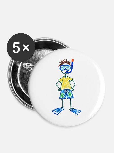 Sunny Snorkel Kid Strandkleidung - Buttons groß 56 mm (5er Pack) - Weiß