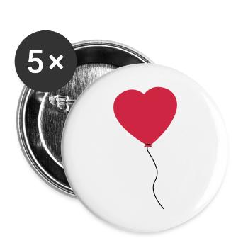 Love Heart Balloon - Buttons groß 56 mm (5er Pack) - Weiß - Vorne