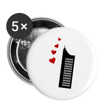 Leipzig Uniriese MDR Gebäude - Buttons groß 56 mm (5er Pack) - Weiß - Vorne
