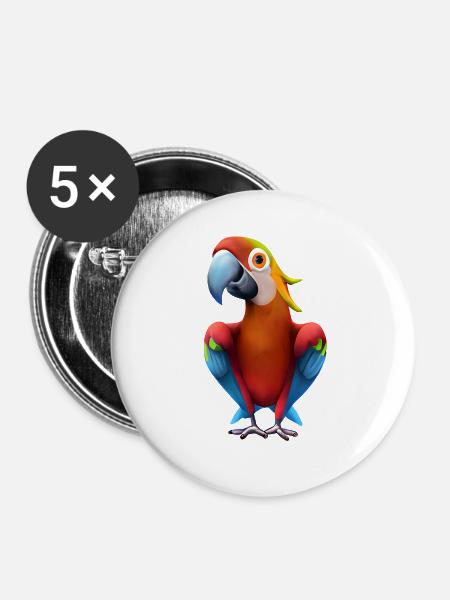 Macaw - Buttons groß 56 mm (5er Pack) - Weiß