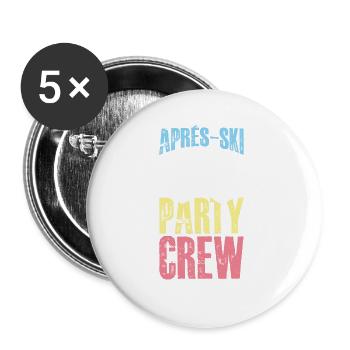 Après-ski Party Crew Lunettes de ski disant - Lot de 5 grands badges (56 mm) - blanc - Devant