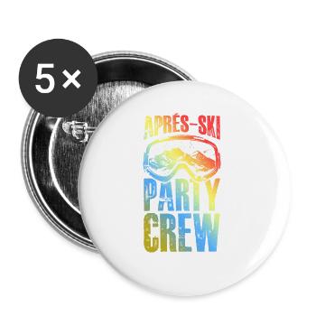 Masque de ski après-ski Party Crew coloré - Lot de 5 grands badges (56 mm) - blanc - Devant