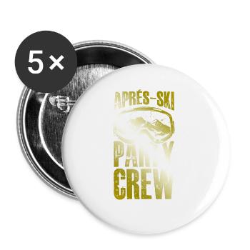 Apres Ski Party Crew Ski Brille - Buttons groß 56 mm (5er Pack) - Weiß - Vorne