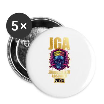 Jga 2024 Totenkopf - Buttons groß 56 mm (5er Pack) - Weiß - Vorne