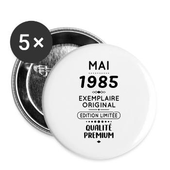 Anniversaire 40 ans - Mai 1985 Original - Lot de 5 grands badges (56 mm) - blanc - Devant