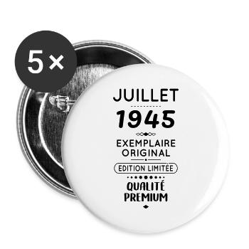80th Anniversary - July 1945 Original - Buttons large 2.2''/56 mm (5-pack) - white - Front