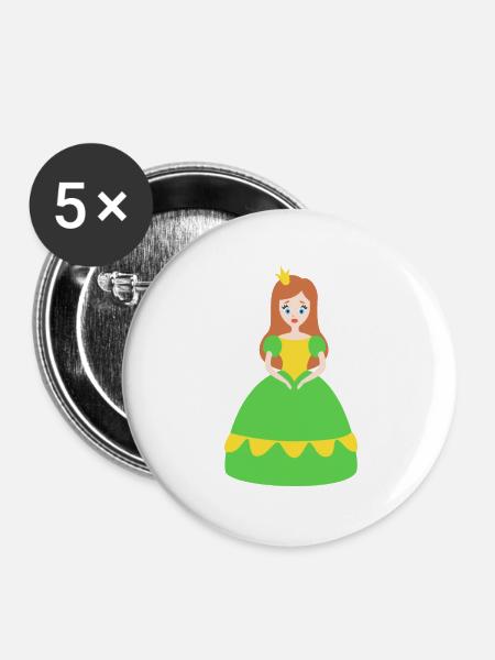Prinzessin - Buttons groß 56 mm (5er Pack) - Weiß