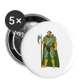 Krieger Rote Haare Grün Gold Ritter Mittelalter - Buttons groß 56 mm (5er Pack) - Weiß - Vorne