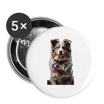 Australian Shepherd Schäferhund - Buttons large 2.2''/56 mm (5-pack) - white - Front