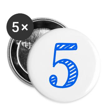5 YEARS. 5th ANNIVERSARY. BIRTHDAY 5 YEARS. 5 - Buttons large 2.2''/56 mm (5-pack) - white - Front