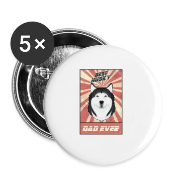 Meilleur papa Husky Sibérien Jamais I Husky Lover - Lot de 5 grands badges (56 mm) - blanc - Devant