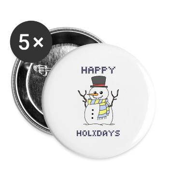 Snowman Merry Christmas Happy Holidays Gift - Buttons groß 56 mm (5er Pack) - Weiß - Vorne