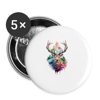 Deer Deer Antler Animal Nature Forest Wilderness Mountains - Buttons large 2.2''/56 mm (5-pack) - white - Front