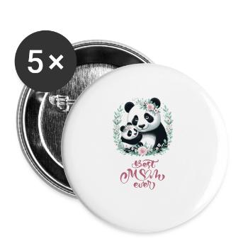 Meilleure maman de tous les temps, couronne florale d'amant de panda, je maman - Lot de 5 grands badges (56 mm) - blanc - Devant