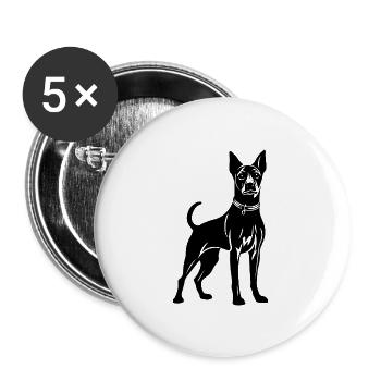 Chien Pinscher - Lot de 5 grands badges (56 mm) - blanc - Devant