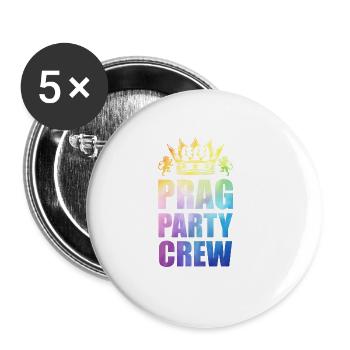 Prag Party Crew Spruch - Buttons groß 56 mm (5er Pack) - Weiß - Vorne