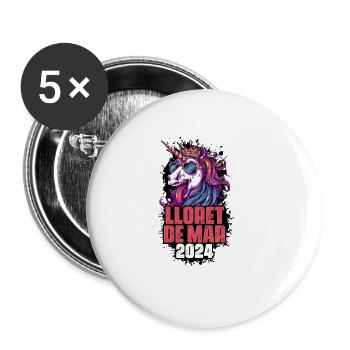 Licorne Lloret De Mar 2024 - Lot de 5 grands badges (56 mm) - blanc - Devant