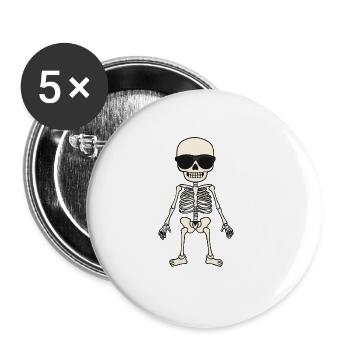 Squelette Bande Dessinée Halloween Cool - Lot de 5 grands badges (56 mm) - blanc - Devant