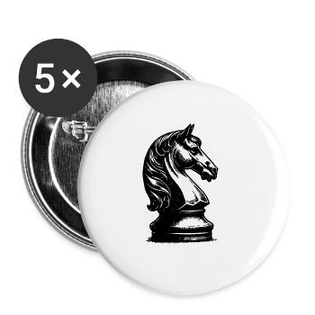 Schachbrett mit Schachfiguren König und Bauern - Buttons groß 56 mm (5er Pack) - Weiß - Vorne