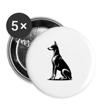 Edle Dobermann Tattoo Hunde Silhouette - Buttons groß 56 mm (5er Pack) - Weiß - Vorne