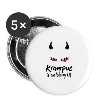 Krampus is watching Nikolaus - Buttons groß 56 mm (5er Pack) - Weiß - Vorne