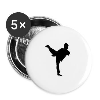 Bruce Lee Shadow Sidekick - Buttons groß 56 mm (5er Pack) - Weiß - Vorne