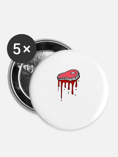 Steak - Buttons groß 56 mm (5er Pack) - Weiß