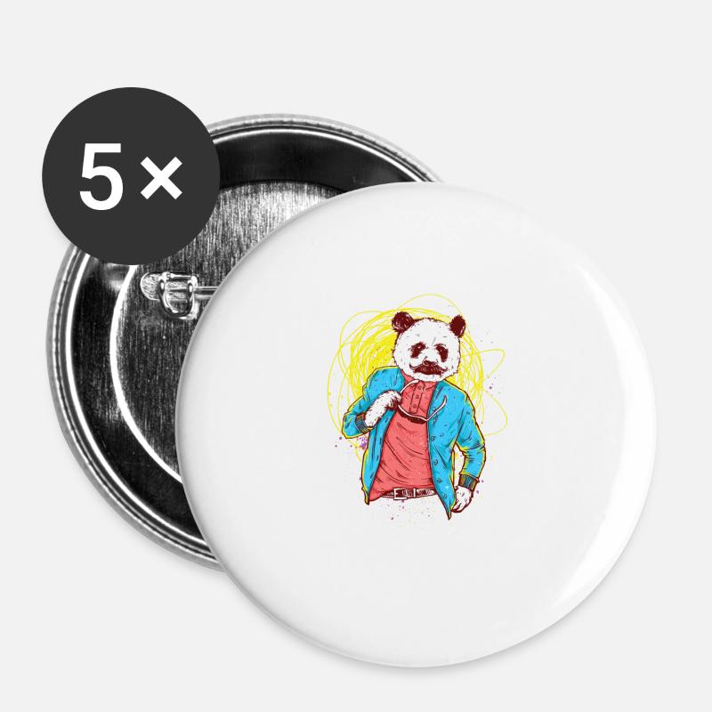 Panda Bear - Buttons large 2.2''/56 mm (5-pack) - white
