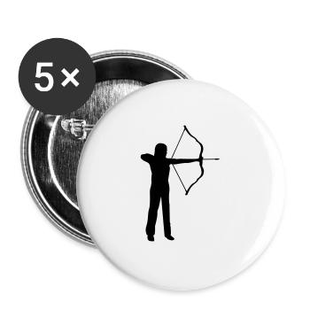 archery, archer - woman - Lot de 5 grands badges (56 mm) - blanc - Devant
