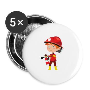 Feuerwehr Feuerwehrmann Feuerlöscher Helm Geschenk - Buttons groß 56 mm (5er Pack) - Weiß - Vorne