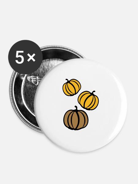 Kürbisse - Buttons groß 56 mm (5er Pack) - Weiß