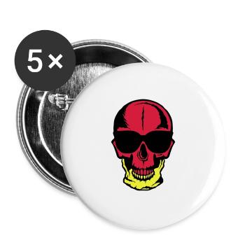head of death skull halloween drawing moon - Buttons large 2.2''/56 mm (5-pack) - white - Front