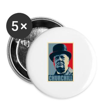 Churchill - Lot de 5 grands badges (56 mm) - blanc - Devant